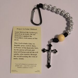 Saint Michael Prayer Bead Bracelet Rosary Keychain Cross Charm Catholic Religion